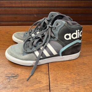 Adidas Gray and Blue High-Top Sneakers